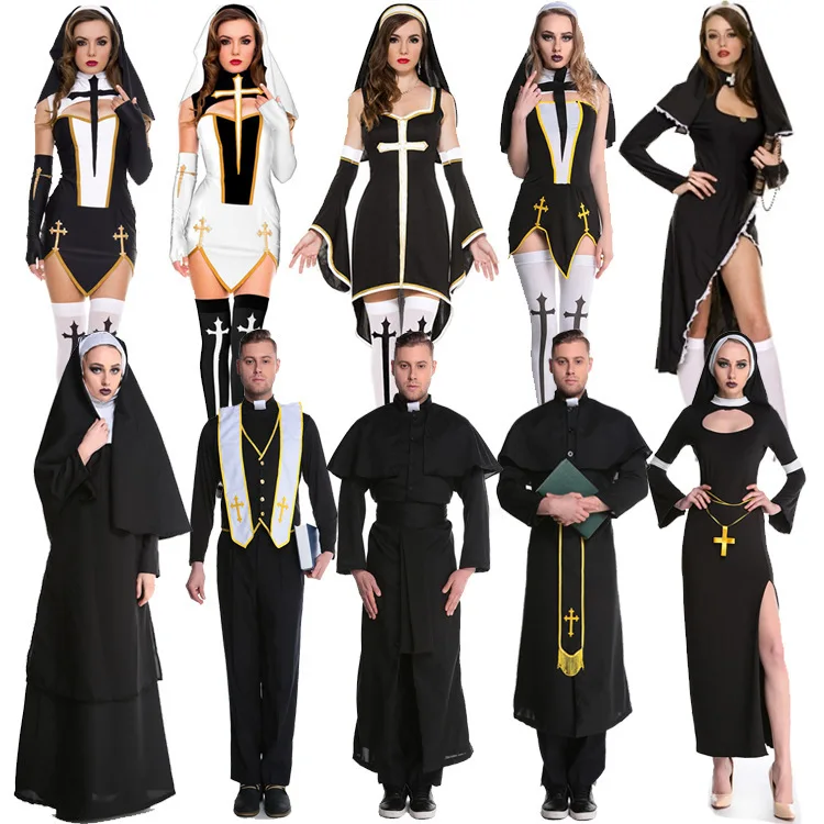 

Various loween Evil Nun Cosplay Jesus Priest Nun Outfit Missionary Performance Par Costume Women's Ethnic Stage Clothing