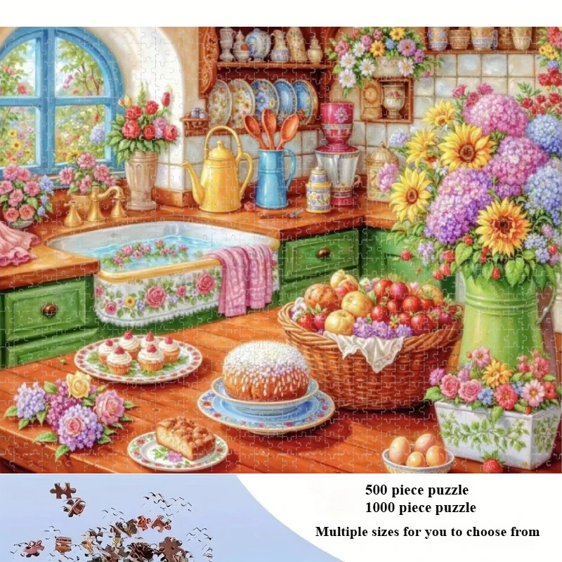 Jigsaw Puzzles 500 Pieces Kitchen Landscape Painting Art Puzzles Decompression Toys for Adults Family Games Home Decor