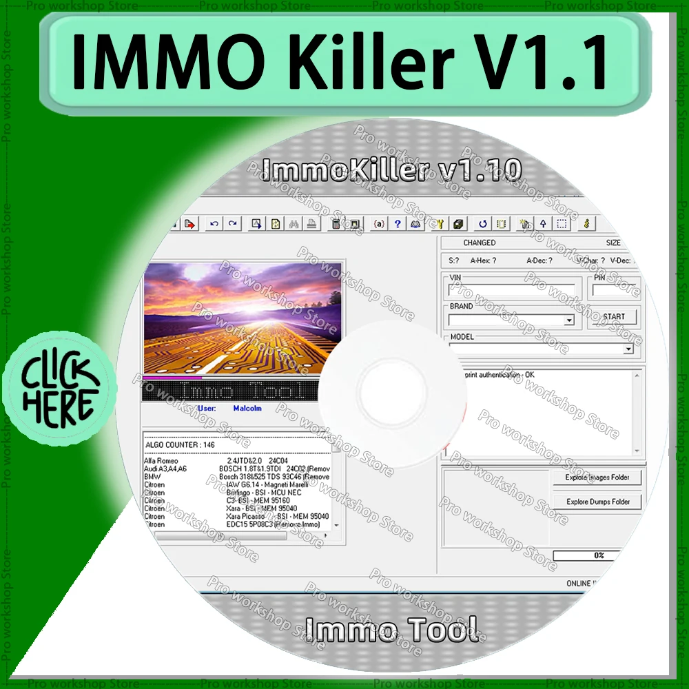 New ImmoKiller V1.10 IMMO Off Software v1.1 Immo Killer ECU Programmer Tool for Car Repairing Passing Virigining the Immobilizer