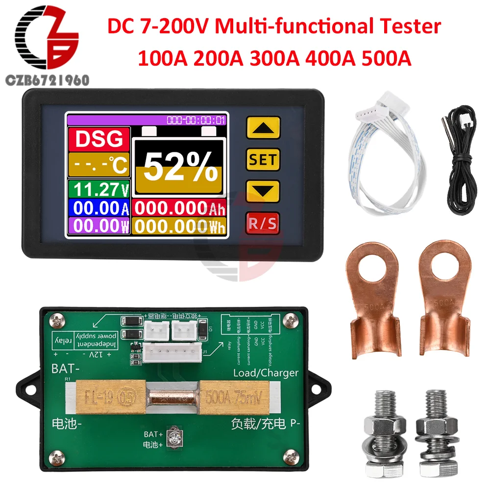 

DC7-200V 2.4-inch Color Screen Display Voltmeter Ammeter DC Battery Capacity Tester Power Coulomb Meter 100A 200A 300A 400A 500A