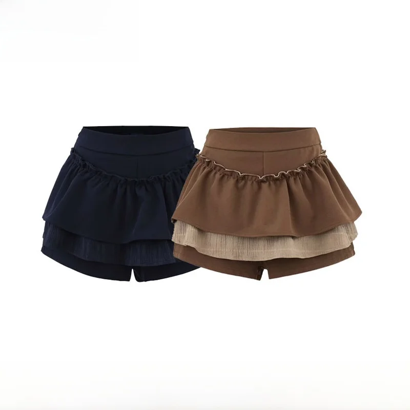 Spring Summer New Women's Fashion Slim Fit Floral Trim Puffy Skirt ZR Style Versatile mid Waist Polyester Fiber Zipper Closure