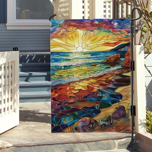 Spring Summer Autumn Sunset Beach Garden Flag, Colorful Landscape, 12x18 Inch XXQ