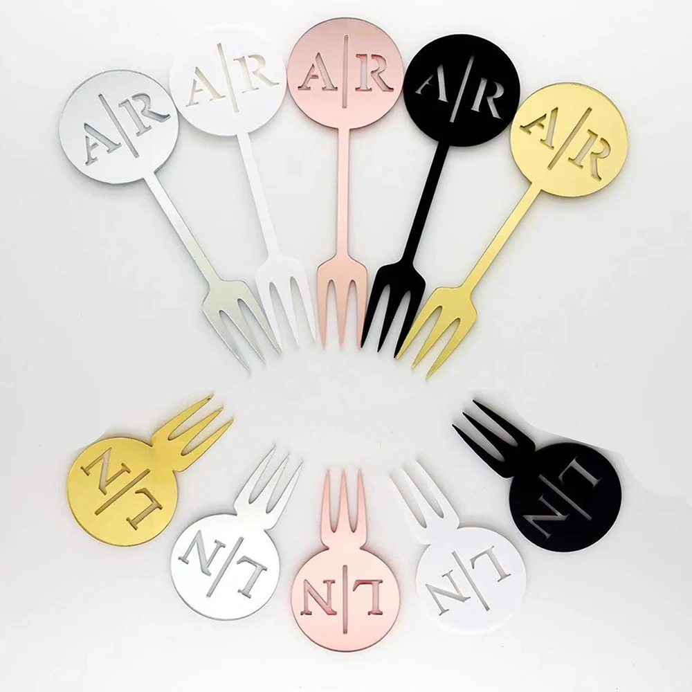 20/50/100pcs Personalized Acrylic Fruit Fork Custom Stir Sticks Etched Drink Stirrers for Wedding Party Fork 6/10CM