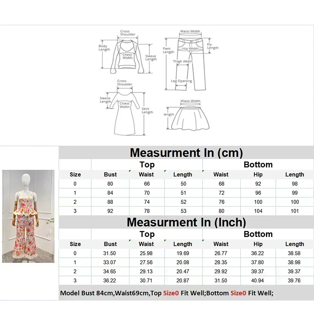 하이 퀄리티 핑크 플라워 프린트 우아한 민소매 프릴 상의 블라우스 및 벨트 플레어 팬츠, 여성 캐주얼 세트, 린넨 2023 신상