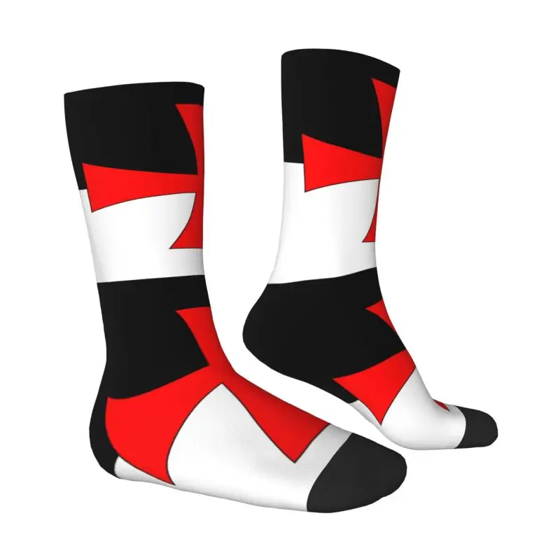 Fashion Print Knights Templar Flag Socks for Women Men Stretch Summer Autumn Winter Medieval Warrior Cross Crew Socks