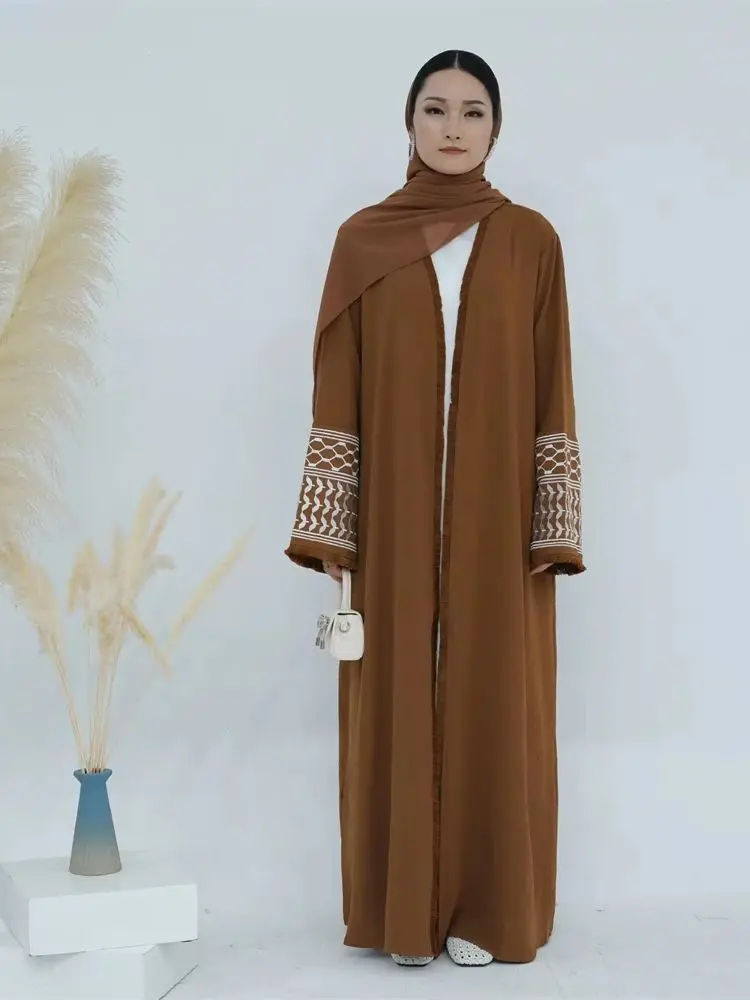 รอมฎอนเย็บปักถักร้อยมุสลิมเจียมเนื้อเจียมตัวKimono Abaya Damenดูไบหรูหราอิสลามผู้หญิงCardiganชุดKebabaya Kaftan Robe Femme Musulman