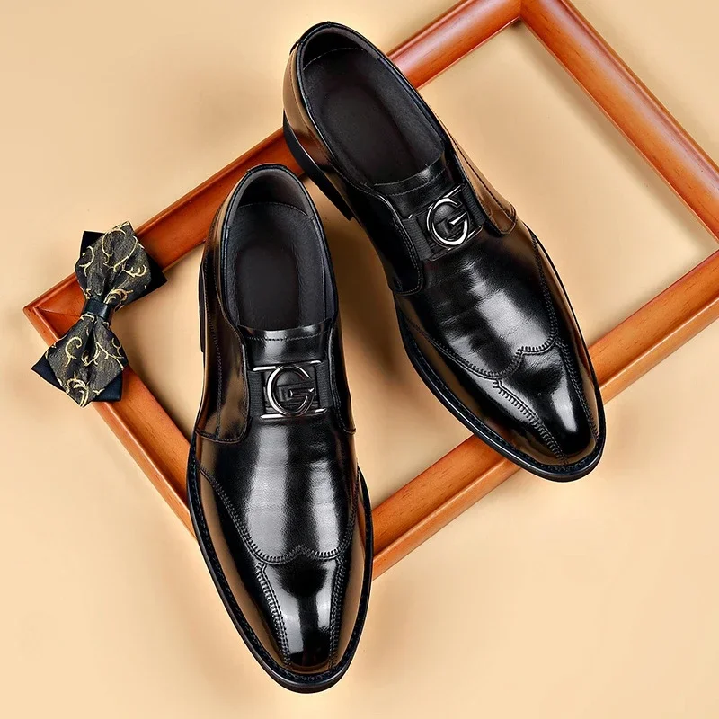 Business Men Shoes Patent Leather Man Brogues Shoes Fo Man Dress Shoe Loafers Pointed Toe Male Moccasins Plus Size Shoes for Men