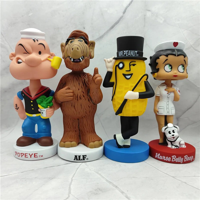 American Retro Trendy Dolls Shake Head Home Car Ornaments 17-18cm Figure Mr. Peanut Betty Boop Soft Vinyl Figurine Dolls