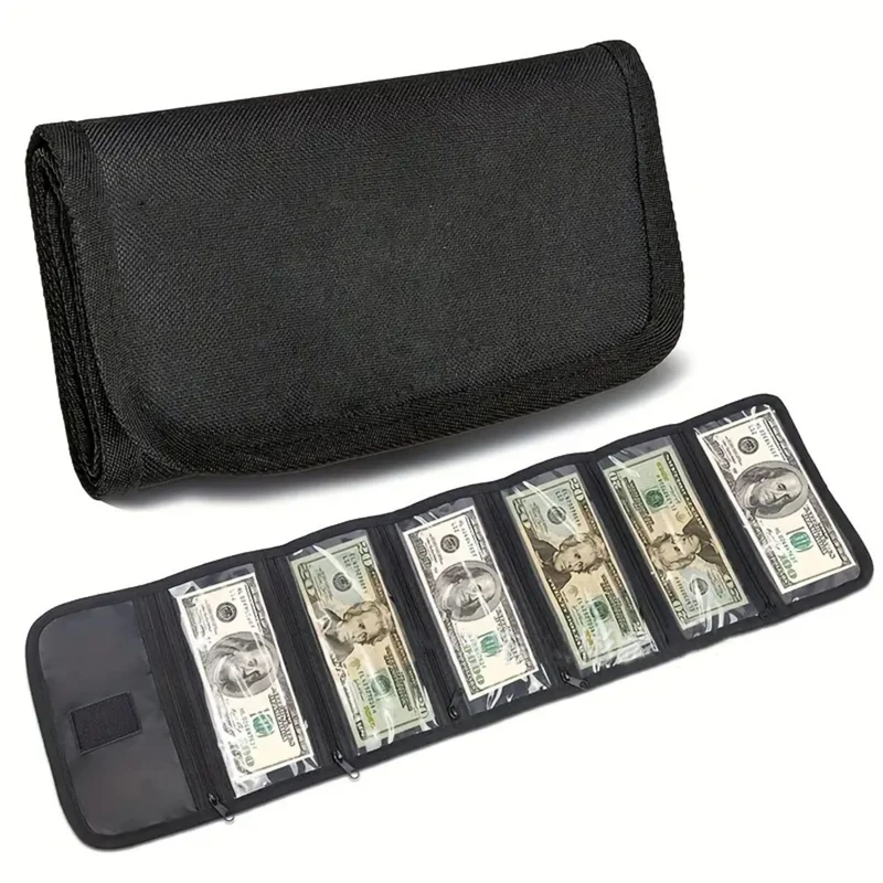 

1pc Men's Money Wallet, Money Organizer For Cash With 6 Zippered Pocket Money Pouch, Cash Bill Organizer, Envelope Wallet Money