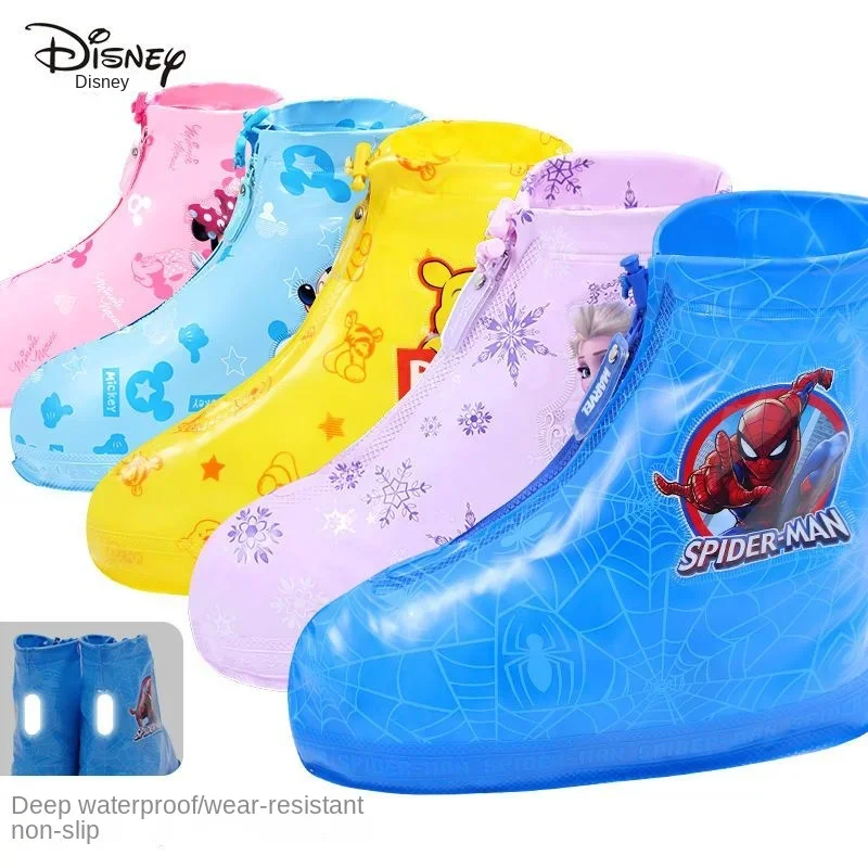 Disney Spider Kids Rain Boots Waterproof Shoe Cover Silicone Shoes Man Protectors Non-Slip Cover Reusable Outdoor Rainy Boots