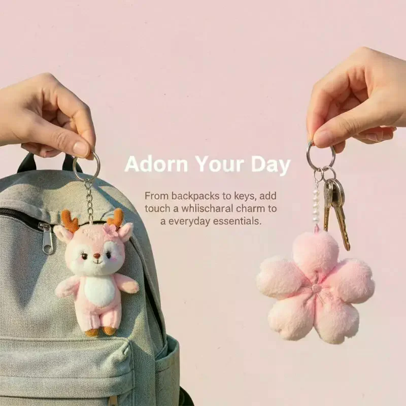 Porte-clés cerf de dessin animé doux et mignon, figurine unique en peluche, gadget décoratif pour sac à dos, souvenir très populaire
