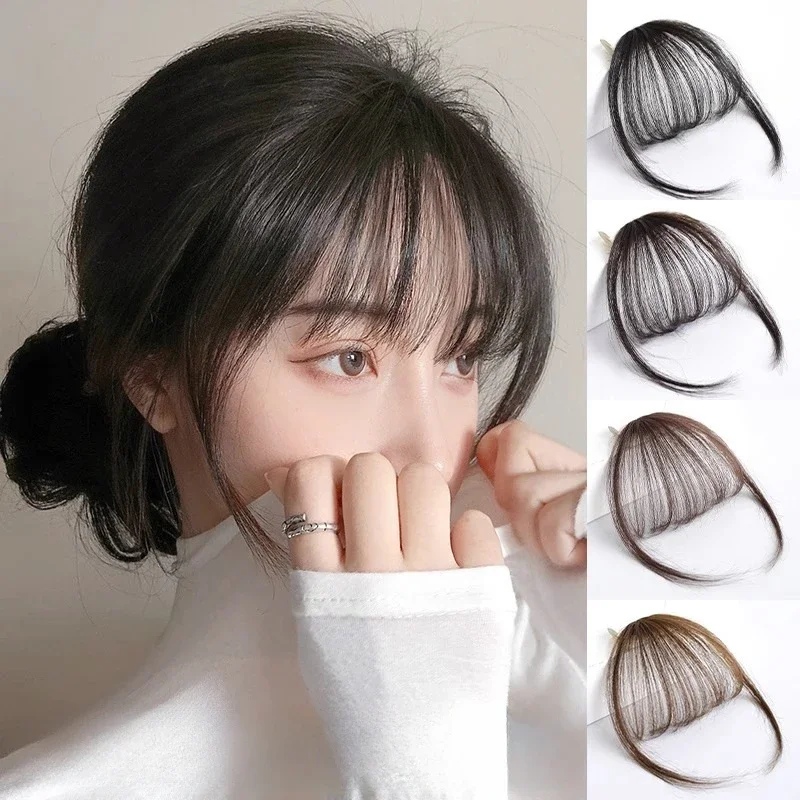 

3D Remy Human Hair Air Bangs For Girl Women Forehead Reissue ONE Clip in Hair Extensions Natural Fringe Hairpiece 4 Colors