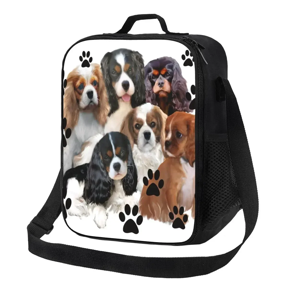 Cavalier King Spaniel Family Group Portable Lunch Boxes Women Leakproof Dog Cooler Thermal Food Insulated Lunch Bag