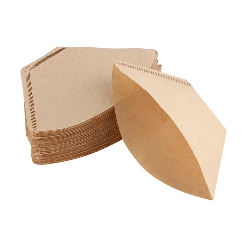 100pcs set Wood Paper Unbleached Coffee Filter 6.5 Inch Wide Disposable Espresso Strainer 4 Inch Tall 100 Count