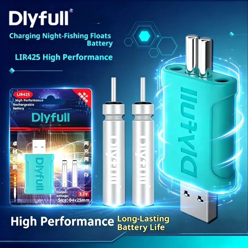 CR425 Wiederaufladbare Leuchtbatterie & USB-Ladegerät-Set für Nachtangeln Elektronisches Köderlicht Langlebig