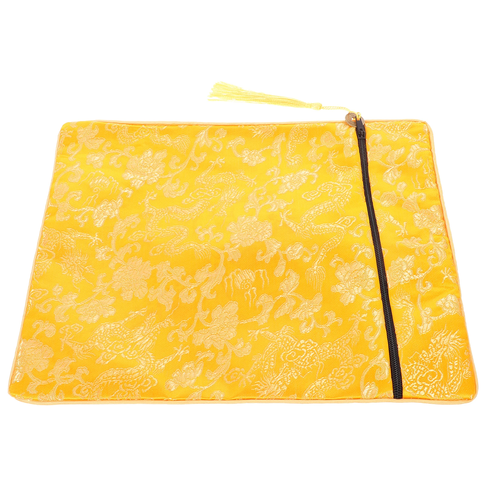 

Buddhist Scriptures Bag Yellow Dragon Embroidered Brocade Cloth Pouch For Bible Quran Books Documents Storage Wrap