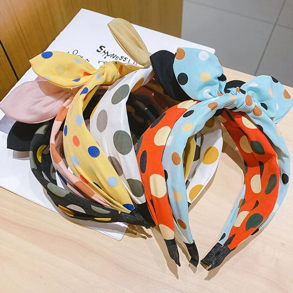 

Trend Baby Girls Wide Headband Bow Cross Sweet Korean Style Polka Dot Hairband Cute Hair Hoop Headwear Headdress