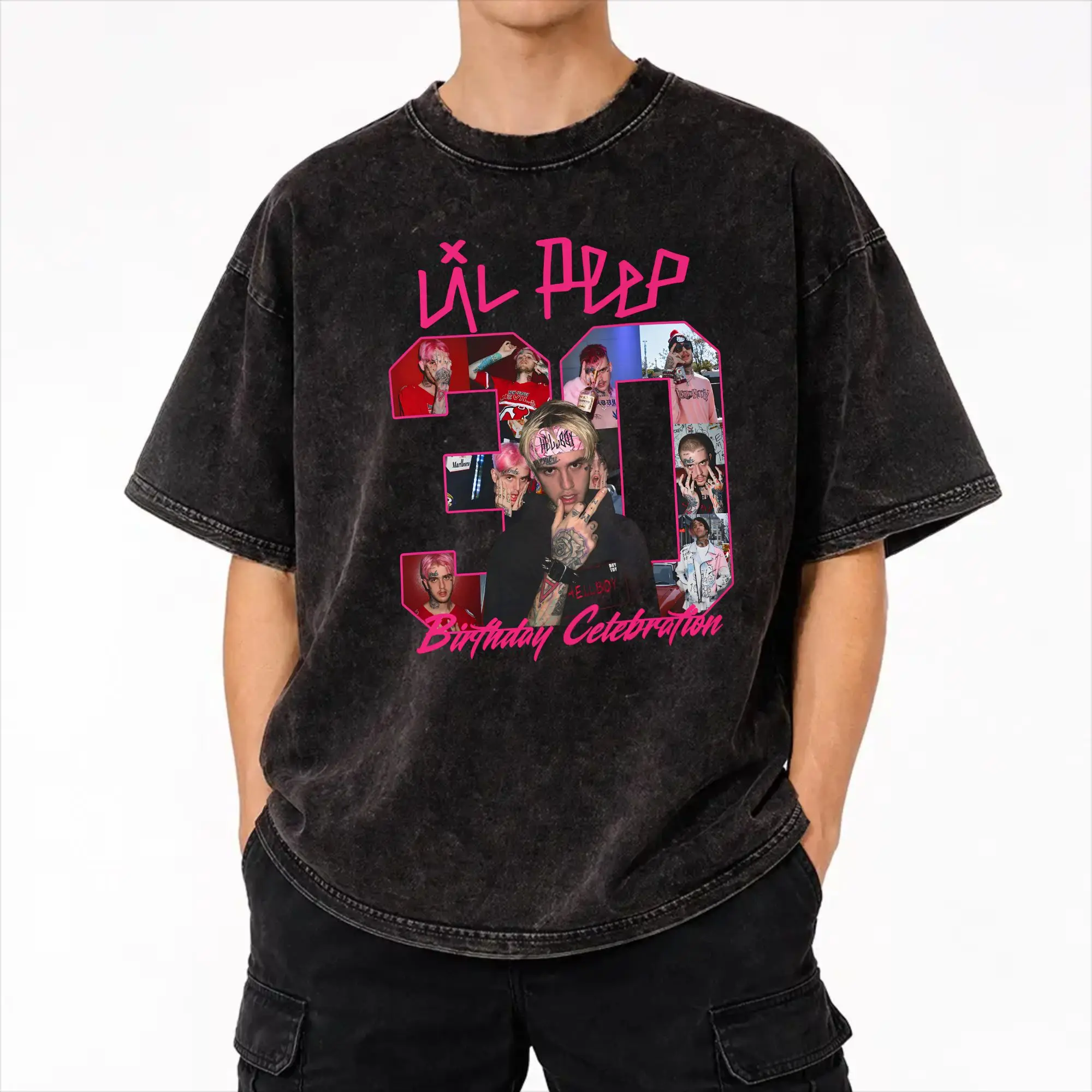 Lil Peep 30th Birthday Celebration Tour 2026 T Shirts Hip Hop Washed 100% Cotton Street T-Shirts  Cool for Men Women Streetwear