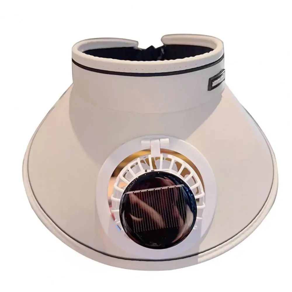 

Wide Brim Sun Hat with Fan Breathable Solar Powered Fan Outdoor Visor Hat Empty Top UV Protection Beach Sunshade Hat