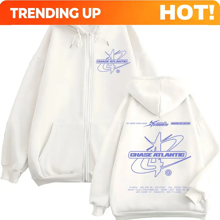 Rock Band Chase Atlantic Lost in Eruen 4 Tour 2025 Print Zip Up Hoody Men Women Harajuku Fashion Long Sleeve Sweatshirt Y2k Tops
