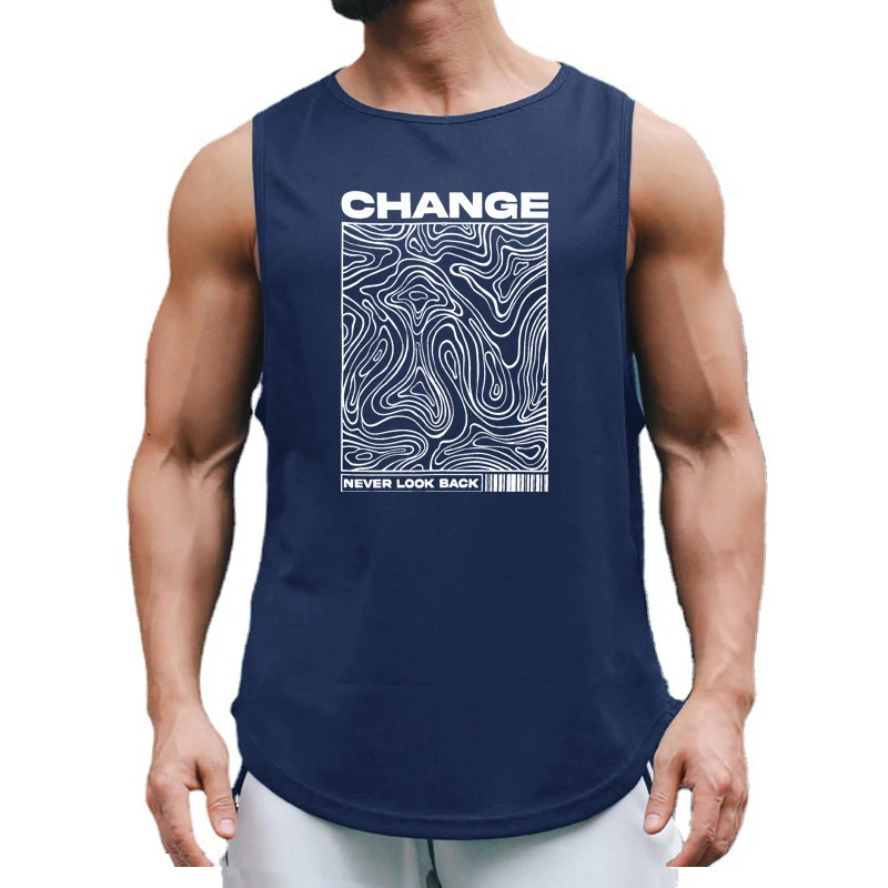 Summer Men Fashion Gym Workout  Pumping iron Tank Tops Fitnes Clothing Quick Dry Loose Bodybuilding Sleeveless Breathable Shirts view 6