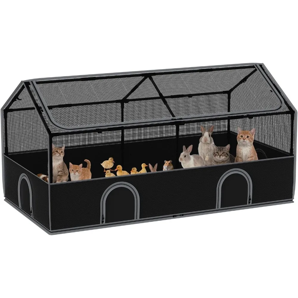 

Small Animal Playpen, Chicken Brooder Box with Cover Top, Pet Fence Indoor, Guinea Pig Cages,Pet Playpen with Waterproof F
