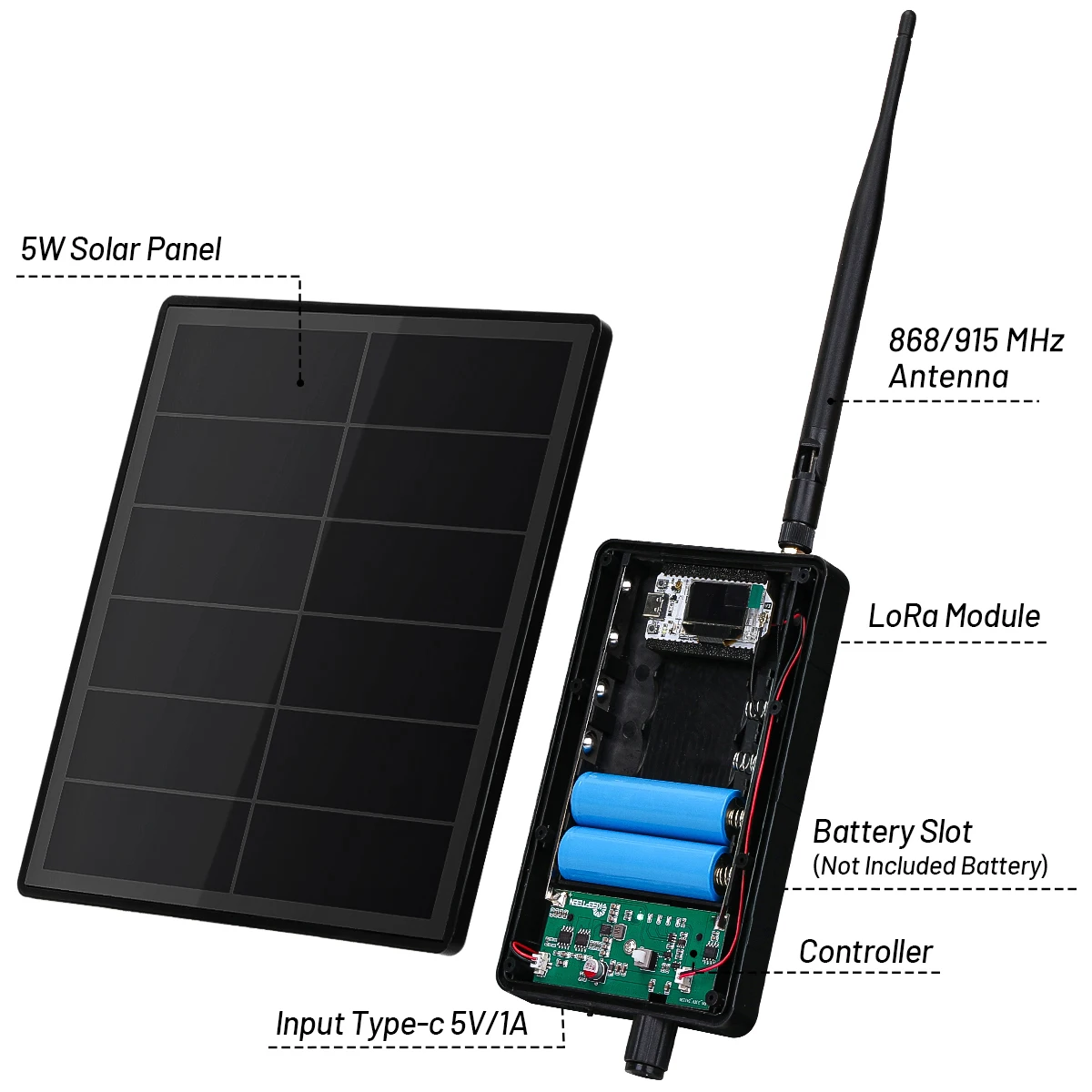 D5 Solar Node With 5V Solar Panel ESP32 LoRa 32 V3 For WiFi Meshtastic LoRaWAN Heltec ESP32 SX1262 LoRa Built in 3.7V Battery