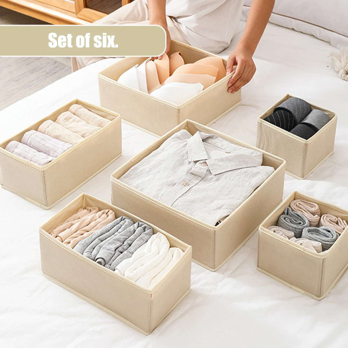 

6pcs Underwear Storage Box Sock Underwear Storage Divider Closet Home Storage And Finishing Fabric Bra Storage Device