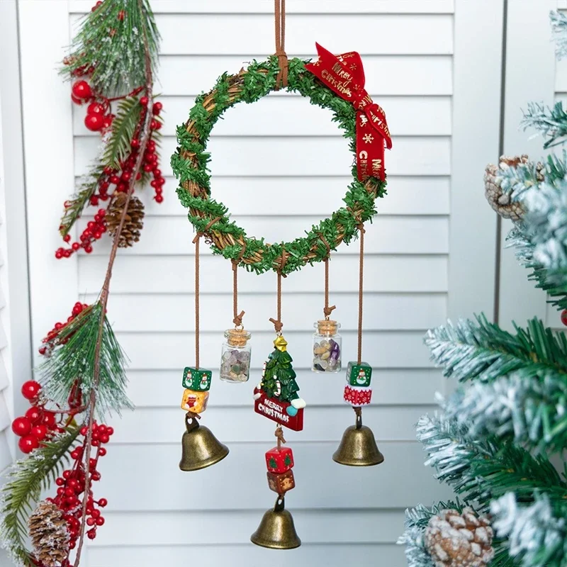 Creative Christmas Wind Chimes With Bells  Festival Wall Hangings Home Decorations Yard Decor Handmade Ornaments Girls Gifts