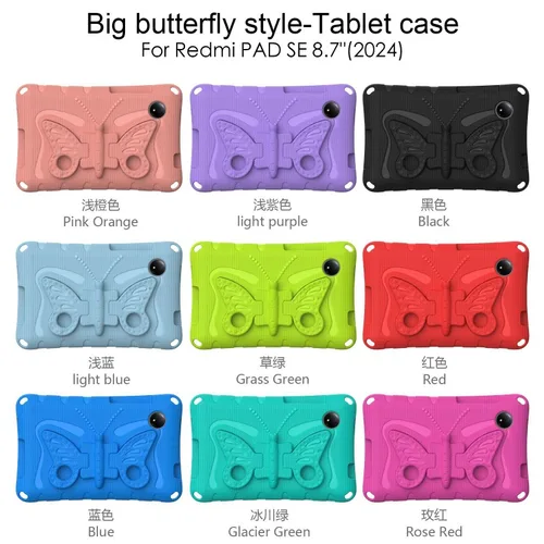 Imagen 2 del producto Funda EVA para niños para Xiaomi RedMi Pad SE, Funda para tableta de 8,7 "", Redmi Pad SE 2024 8 7 4G(8,7 pulgadas), soporte de mariposa 3D, Funda Capa