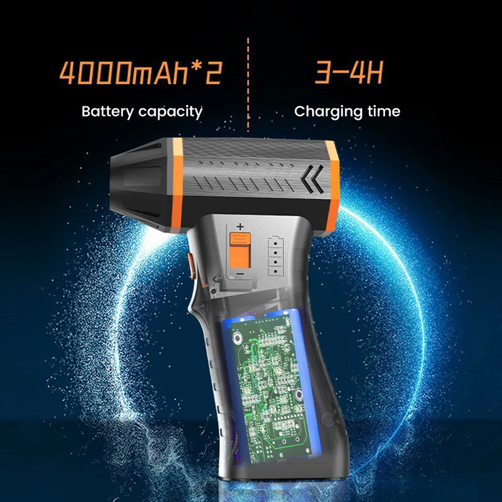 180000 RPM Electric Air Blower 8000mAh Turbo Jet Fan Brushless Motor 53m/s Violent Fan 3-gear Control Duster Cleaning Tools