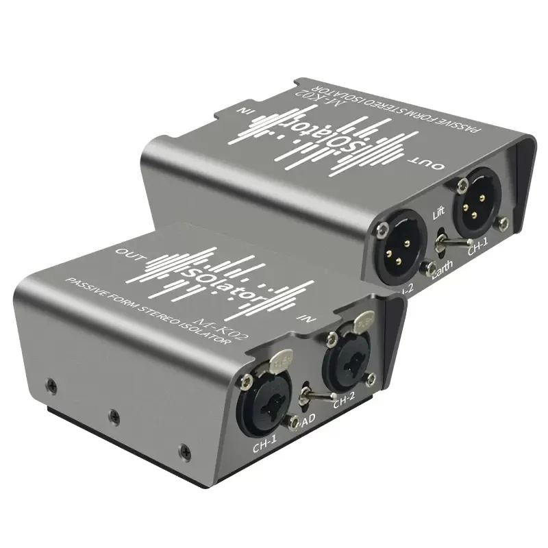 2 Channel Passive XLR Stereo Isolator 2 in 2 out Hum Eliminator 6.35mm to XLR Audio Signal Noise Filter Balanced XLR Canceller