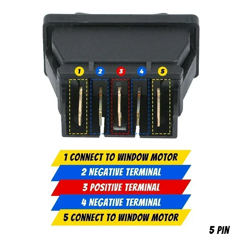 Universeller Auto-Fensterheber-Schalter, elektrisch, 5-polig, DC 12V 20A, Regler-Schalterkabelbaum, Zubehör, Taster, DIY – Detail 3