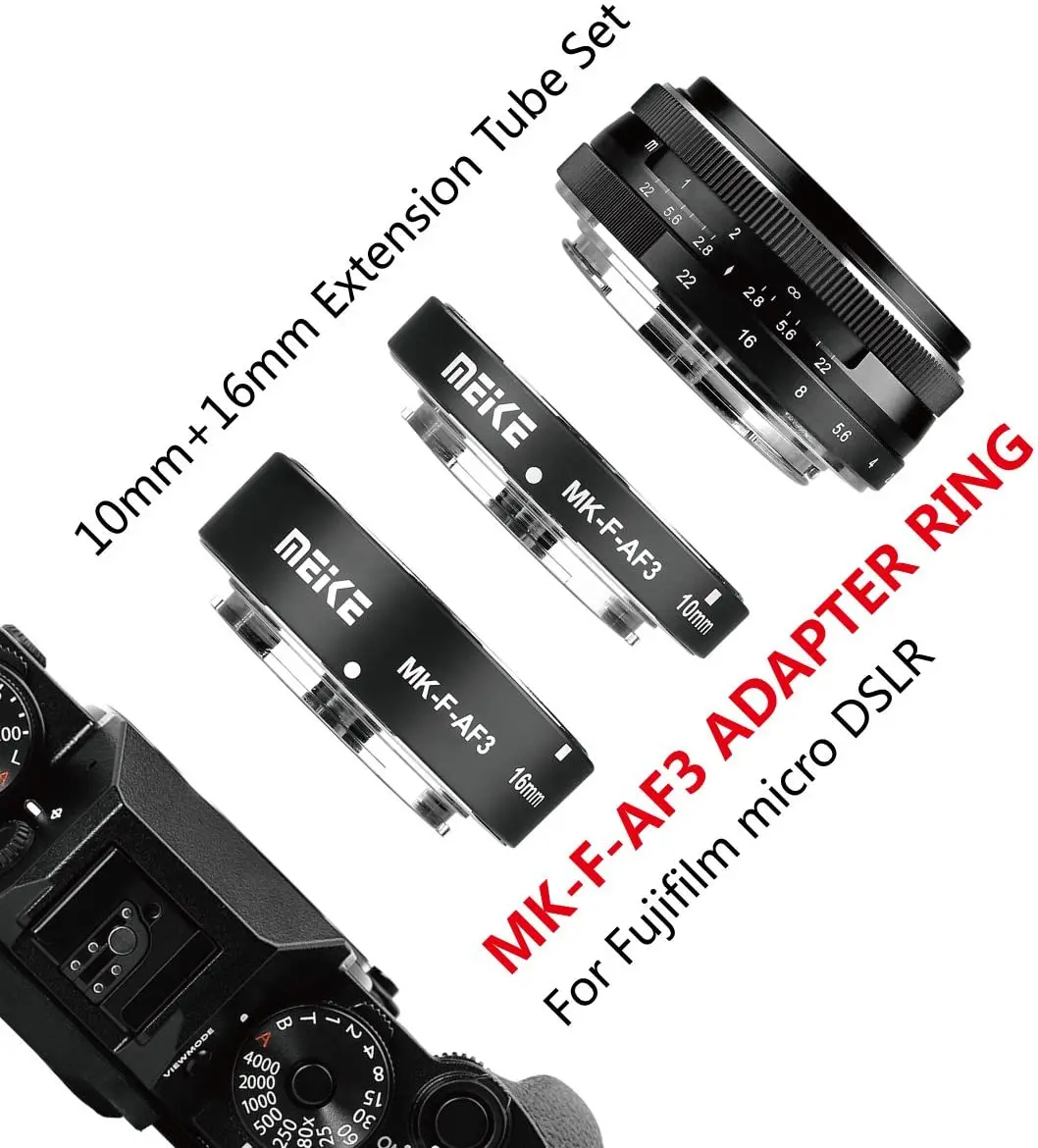 MEIKE MK-F-AF3 Auto Fucus Macro Extension Tube for Fujifilm Mirrorless Camera X-T1 X-T2 X-Pro1 X-Pro2 X-T10 X-A1 X-E1 X-E2 X-E3