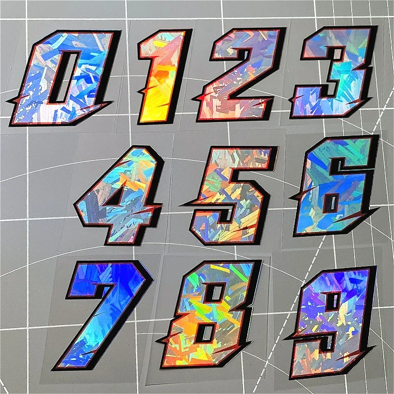 Car Styling Vinyl Motorcycle Number Stickers Waterproof Motocross DIY Racing Helmet Fairing Fuel Tank Scooter Vinyl Decals