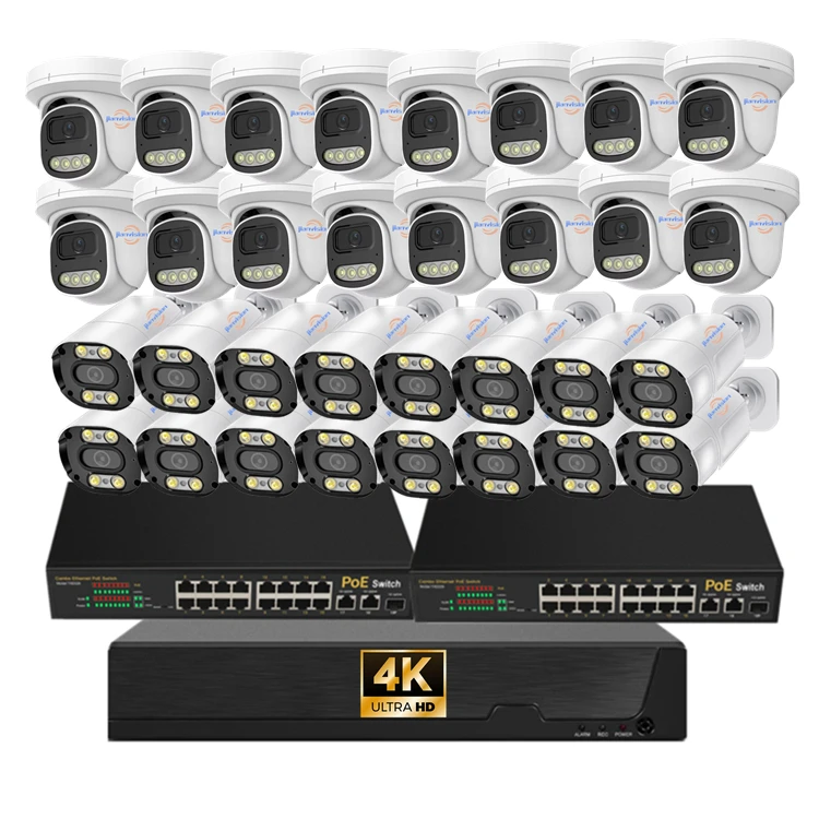 

Jianvision 32-Channel POE IP CCTV System 16 Indoor 16 Outdoor 4K 8MP Color Night Vision IP Cameras Audio Recording NVR Data