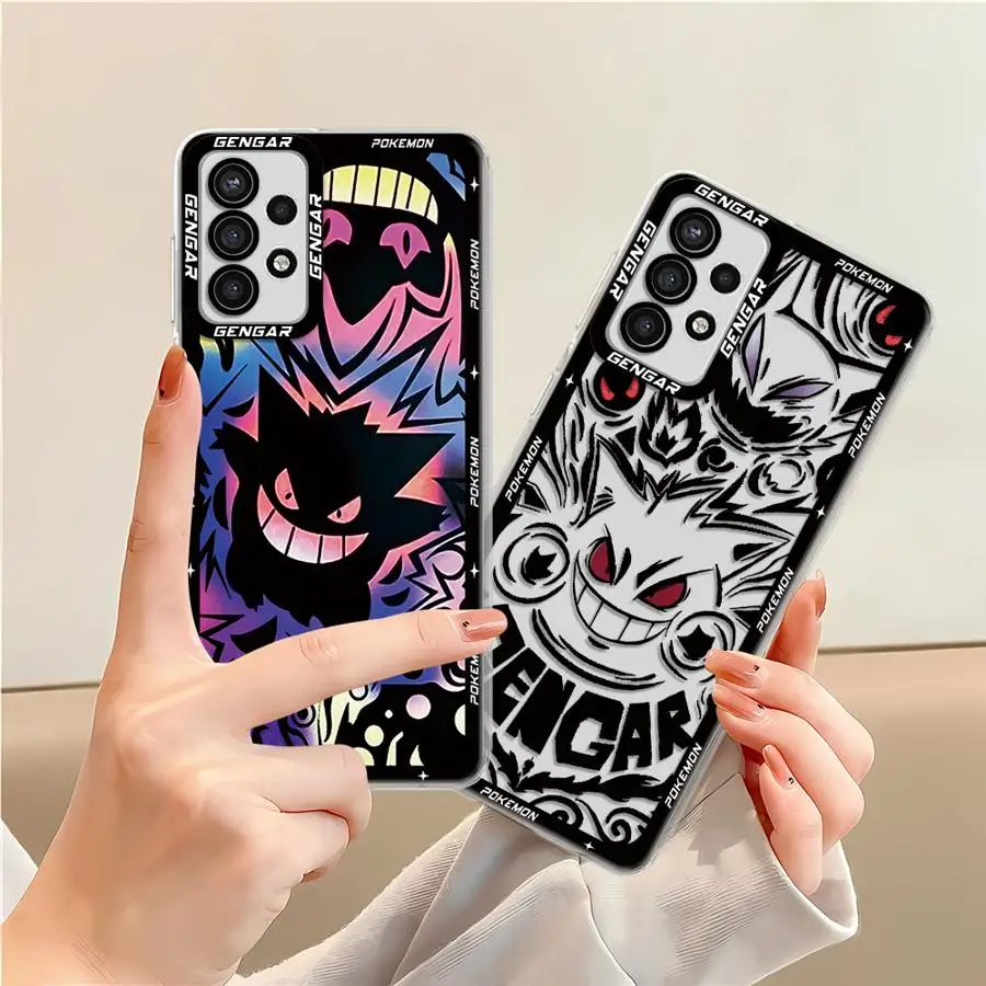 Luxury Pokemons Gengar Phone Case for Samsung Galaxy A35 A55A53 A54 A73 A34 A33 A25 A24 A13 A14 A15 Soft Transparent Cover