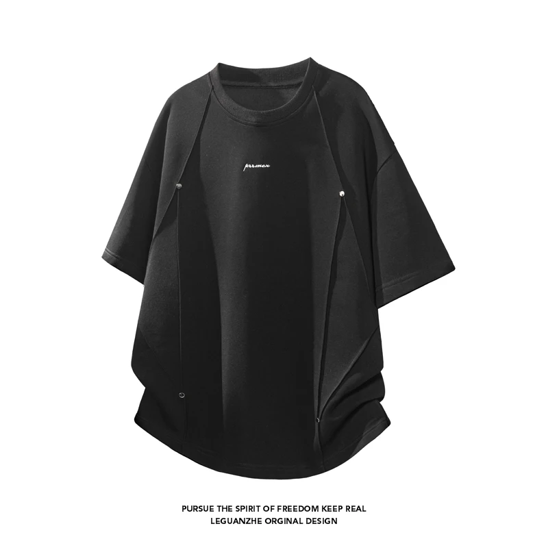 Hip-Hop Loose Herren Streetwear T-Shirts Lässige Klassische 2026 Sommer Kurzarm T-Shirts Schwarz Weiß T-Shirt Übergroße Größen bis 5XL