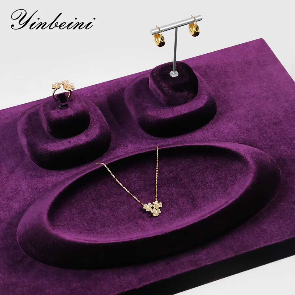 

Yinbeini New Design Velvet Jewelry Tray Necklace Pendant Storage Tray Ring Earring Display Tray P090