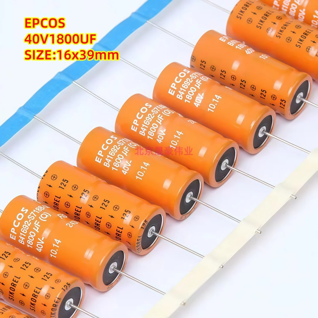 2/5/10PCS  1800UF40V Can replace 2200UF Axial Electrolytic Capacitor 125C B41692S7188Q2 40V1800UF  Size: 16 * 39mm