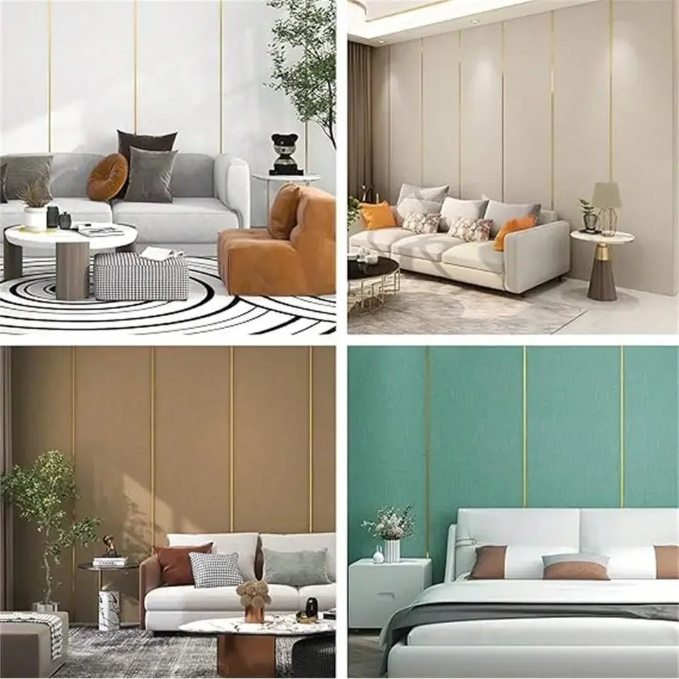 1 Roll Metallic Gold PVC Wall Border Strip – Self-Adhesive Decorative Trim for Interior Surfaces – Easy Peel-and-Stick Applicati