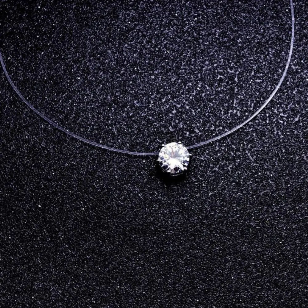 Fishline Fashion Fishing Line Zircon Transparent Collar Jewelry Pendant Necklace Choker