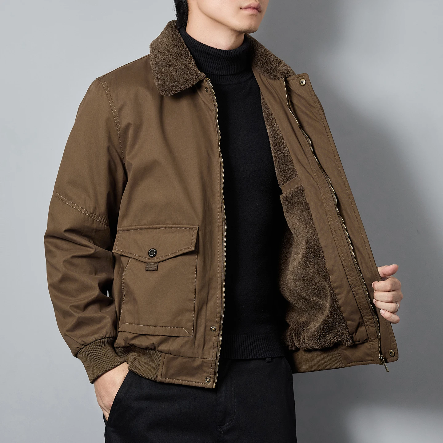 

Men's Heavyweight Fleece Lined Cargo Padded Jacket Winter Warm Cotton Parka with Multi Pockets Casual Relaxed Fit Outdoor Coat