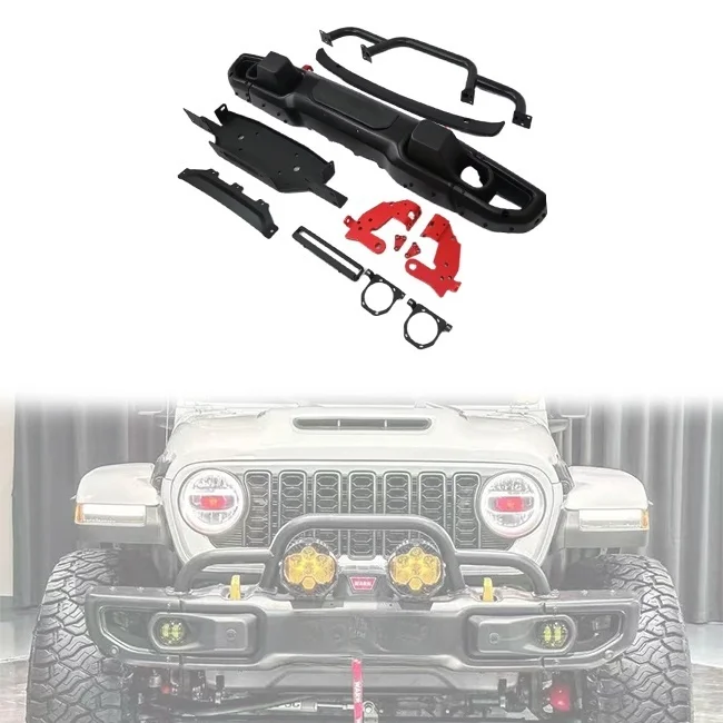 For4x4 Car Offroad Accessories Car 2024 10th Anniversary Steel Aluminum Front Bumper for Jeep Wrangler JL 2018+ Gladiator JT