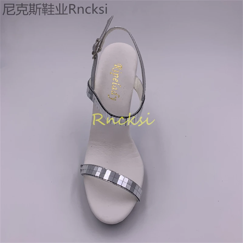 13cm Transparent sandals women\'s summer shoes new silver Joker fashion super high heels women\'s shoes