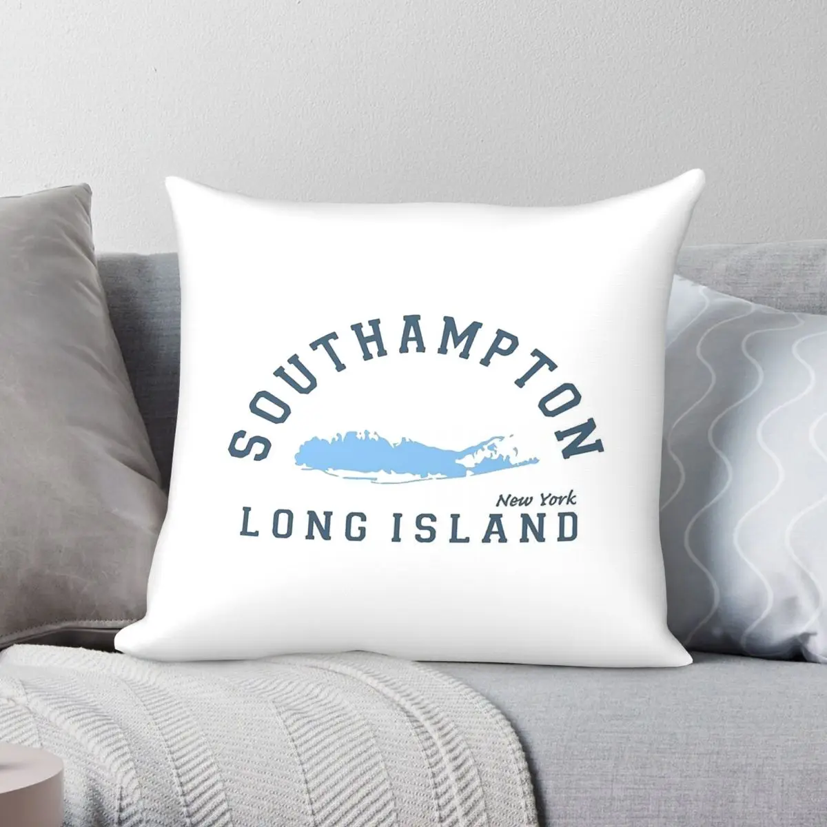 Southampton Long Island Square Pillowcase Polyester Linen Velvet Printed Zip Decor Throw Pillow Case Sofa Cushion Cover