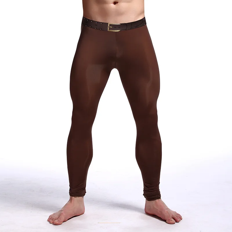 Błyszczące elastyczne legginsy męskie do jogi, kulturystyki, ciepła bielizna termiczna, spodnie, odzież sceniczna, prześwitująca bielizna