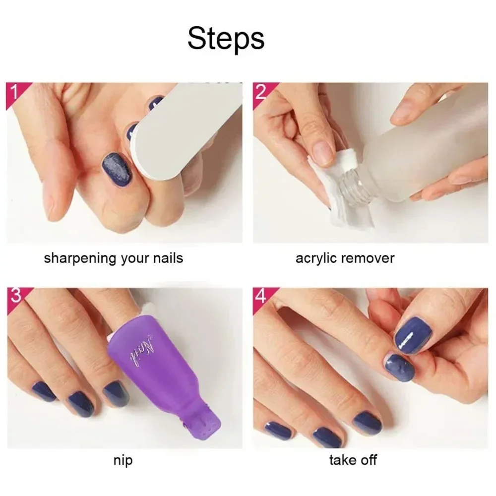 Piezas de plástico para uñas, pinzas para quitar esmalte de Gel UV, limpiador Desengrasante, 10 unidades