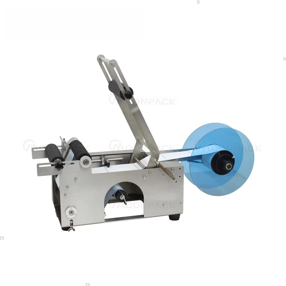 MT-50S Desktop Semi Automatic Cylindrical Labeling Machine Self Adhesive Sticker Labeler for Small Round Bottle Can Jar