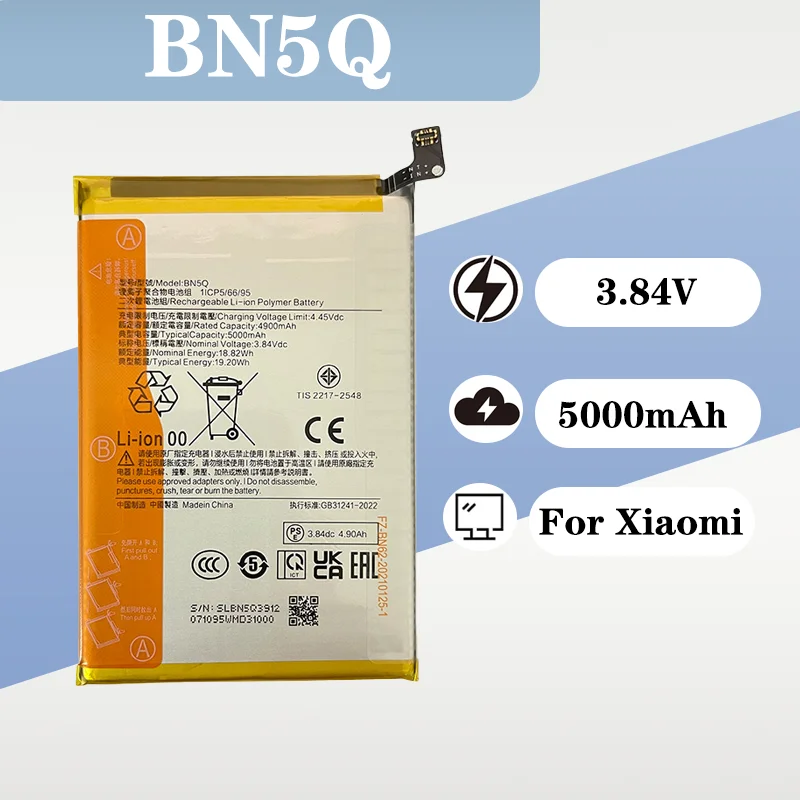 

3.8V 5000mAh Rechargeable Battery BN5Q for Xiaomi Redmi 13C POCO C65 POCO M6 5G Large Capacity Mobile Phone Battery